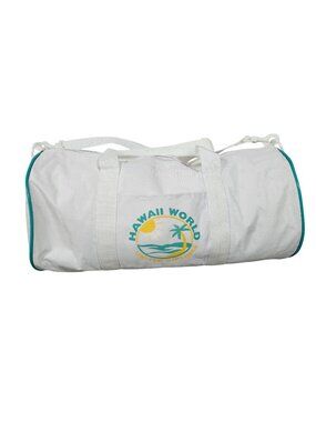 Vintage Hawaii World United Airlines Duffel Bag White With Teal Accents